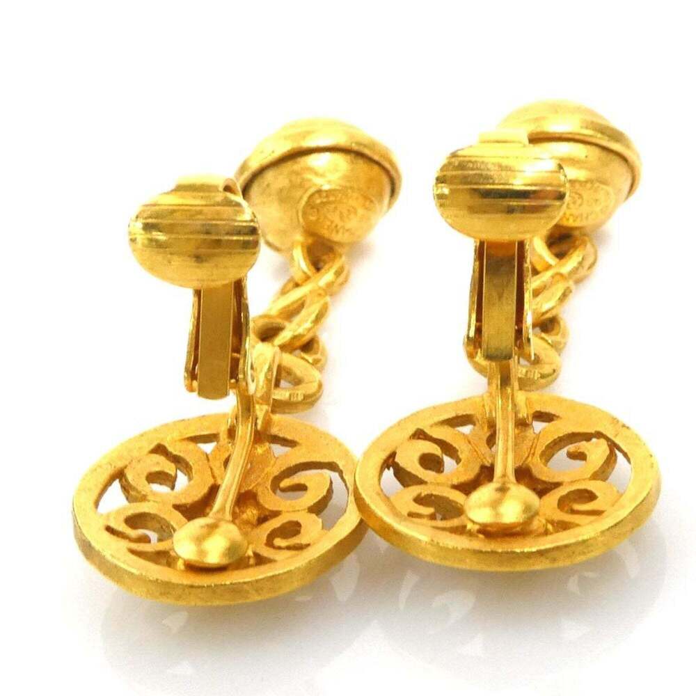 CHANEL Gold Logo Earrings - Picture 6 of 9